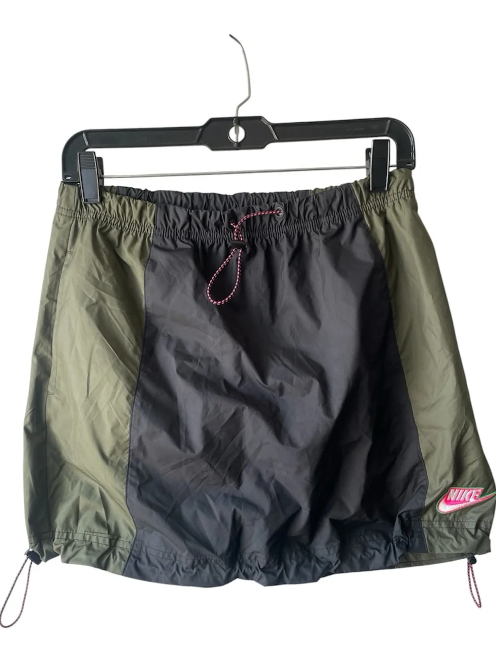 Nike Black & Olive Green Drawstring Athletic Skirt